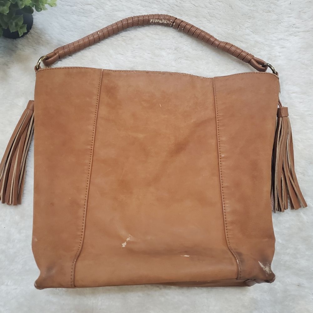 Olivia + Joy Slouchy Oversized Faux Leather Large Shoulder Bag with Tassels - Picture 7 of 13